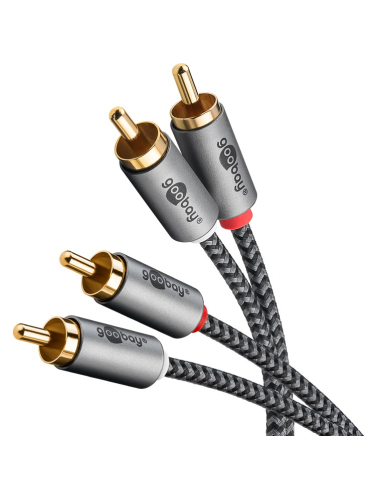 
65294 GOOBAY - Cable  3,00m  2xRCA M 2xRCA M Flexiplus Nylon Goobay