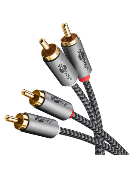 
65294 GOOBAY - Cable  3,00m  2xRCA M 2xRCA M Flexiplus Nylon Goobay