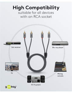 
65293 GOOBAY - Cable  2,00m  2xRCA M 2xRCA M Flexiplus Nylon Goobay 2