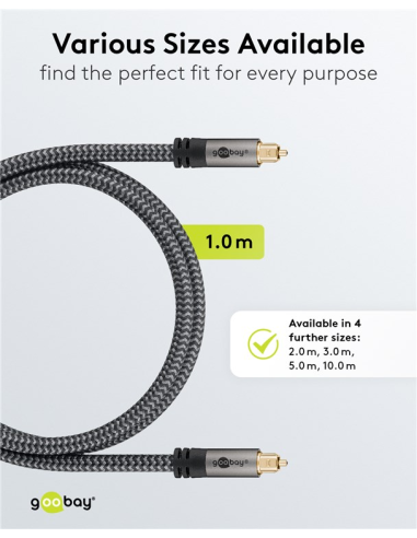 
65306 GOOBAY - Cable  2,0m Toslink M a Toslink M G+ Flexiplus G+ Nylon Goobay Bolsa de Colgar