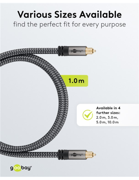 
65306 GOOBAY - Cable  2,0m Toslink M a Toslink M G+ Flexiplus G+ Nylon Goobay Bolsa de Colgar