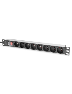 
Regleta Aluminio Rack 19"  7 Schuko, Entrada Schuko CEE 7/5 Francia 16A 2m 1U Con Interruptor DIGITUS