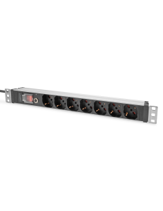 
DN-95403-IT Regleta Aluminio Rack 19"  7 Schuko, Entrada ITALIANA 16A 2m 1U Con Interruptor y Proteccion Sobrecarga DIGITUS