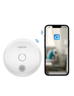 
SH0132 LOGILINK - Detector de humo inteligente WiFi, compatible con Tuya.
Control a través de una red Wi-Fi existente con la