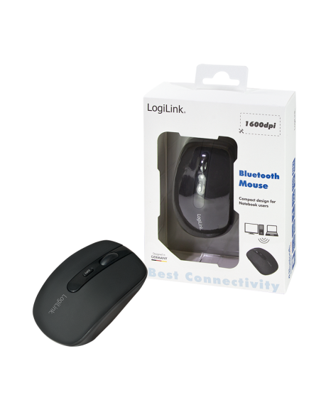 
ID0078A Mini Ratón Bluetooth V3.0 + EDR, Class 2 (Backward compatible) 1000/1600dpi Negro LogiLink