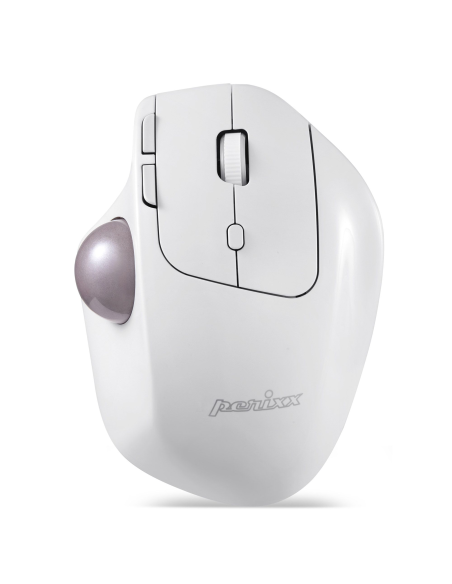 
PERIMICE-720W Ratón trackball ergonómico inalámbrico de 2,4 GHz y Bluetooth Blanco Perixx