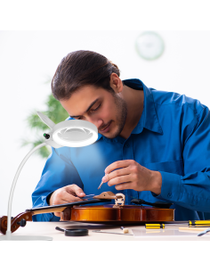 
WZ0059 LOGILINK - Lámpara de escritorio con lupa Libera tus manos mientras trabajas/lees Lente de cristal de alta calidad con