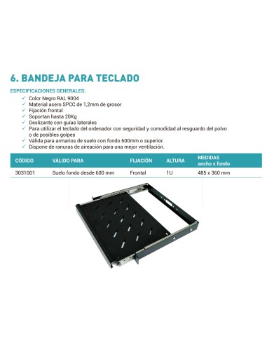 3032000 MONOLYTH - BANDEJA FIJA ADAPTABLE FONDO 450-600