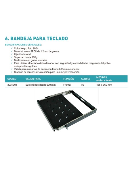 3032000 MONOLYTH - BANDEJA FIJA ADAPTABLE FONDO 450-600