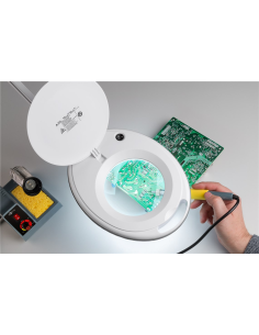 
60360 GOOBAY - Lámpara de aumento con LUPA 8W 650 lm 127 mm cristal 60 LED. Ideal como lupa de mesa, lámpara para manualidade