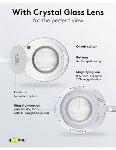 
60362 GOOBAY - Lámpara de aumento 9W 730lm 127 mmX Kri. 90 LED dim KLEMM
