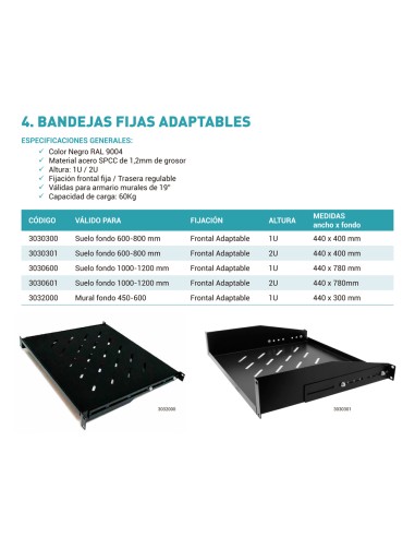 3032000 MONOLYTH - BANDEJA FIJA ADAPTABLE FONDO 450-600