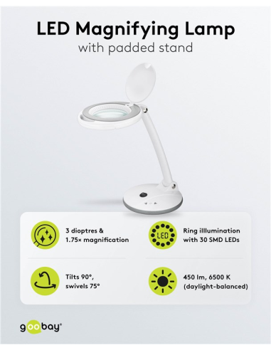 
60363 GOOBAY - Lámpara de aumento 6W 450lm 100mmX 30LED dim STAND