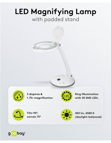 
60363 GOOBAY - Lámpara de aumento 6W 450lm 100mmX 30LED dim STAND