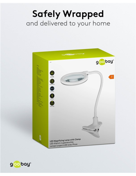 
60365 GOOBAY - Lámpara de aumento LED con pinza, 6 W, blanca
480 lm, lente de cristal de 100 mm, aumento de 1,75x, 3 dioptrí