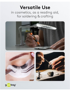
60365 GOOBAY - Lámpara de aumento LED con pinza, 6 W, blanca
480 lm, lente de cristal de 100 mm, aumento de 1,75x, 3 dioptrí
