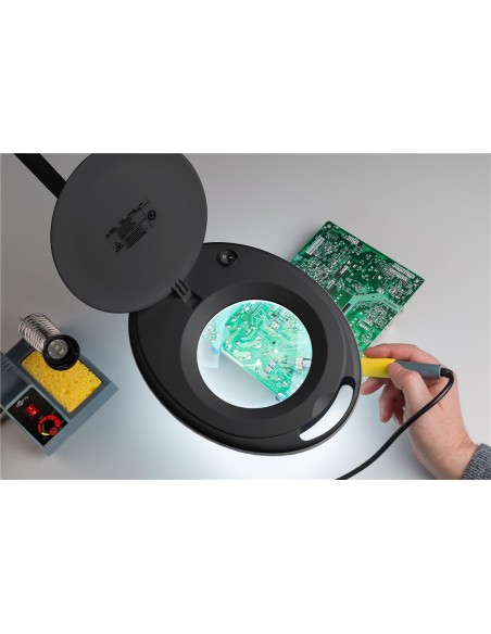 
64989 GOOBAY - Lupa 8W 650 lm 127 mm 60 LED KLEMM Negra. Lámpara de aumento LED con pinza, 8 W, negra
650 lm, lente de crist