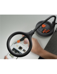 
64990 GOOBAY - Lupa 6W 480lm 100mmX 30LED STAND/KLEMM S. Lámpara de aumento LED con base y abrazadera, 6 W, negra, 480 lm, le 2