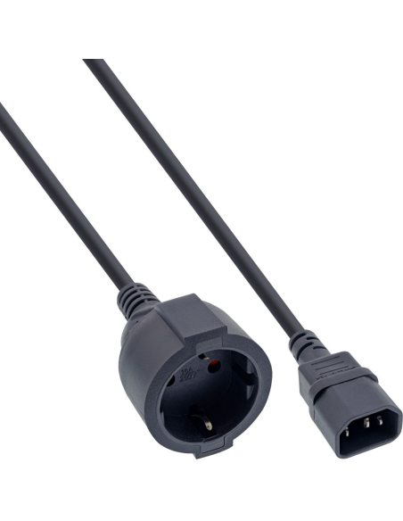 
16659M INLINE - Cable Extension C14 a CEE 7/4 Shucko H 3,00m Negro 10A