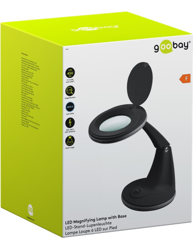 
65578 GOOBAY - Lupa 6W 450lm 100mm 30LED STAND Negro. Lámpara de aumento LED con base, 6 W, negra
450 lm, lente de cristal d