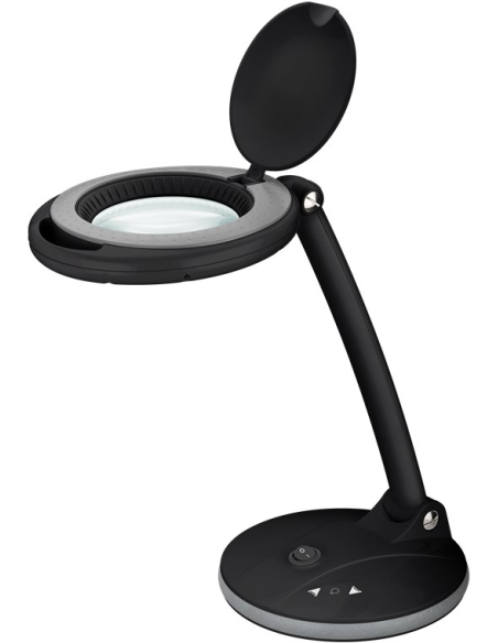 
65576 GOOBAY - Lámpara de aumento 6W 450lm 100mmX 30LED dim STAND S. Brillo de la lupa con luz ajustable mediante panel tácti
