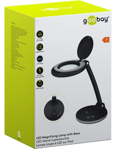 
65576 GOOBAY - Lámpara de aumento 6W 450lm 100mmX 30LED dim STAND S. Brillo de la lupa con luz ajustable mediante panel tácti