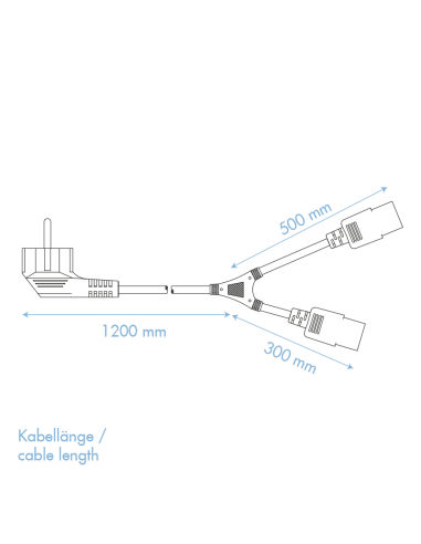 
CP101 LOGILINK - Cable Alimentacion CEE-7/7 90º SCHUKO a C13x2  1,70m Negro. Está diseñado para conectar el PC y el monitor a