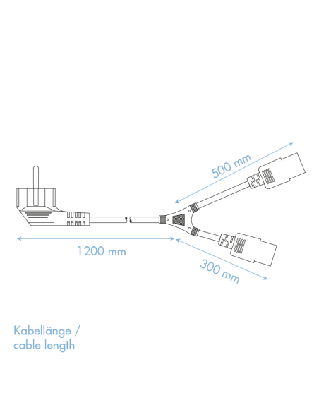 
CP101 LOGILINK - Cable Alimentacion CEE-7/7 90º SCHUKO a C13x2  1,70m Negro. Está diseñado para conectar el PC y el monitor a