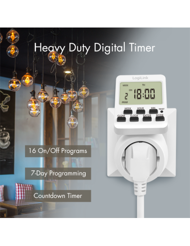 
ET0014 Programador electrico digital con pantalla giratoria. LOGILINK