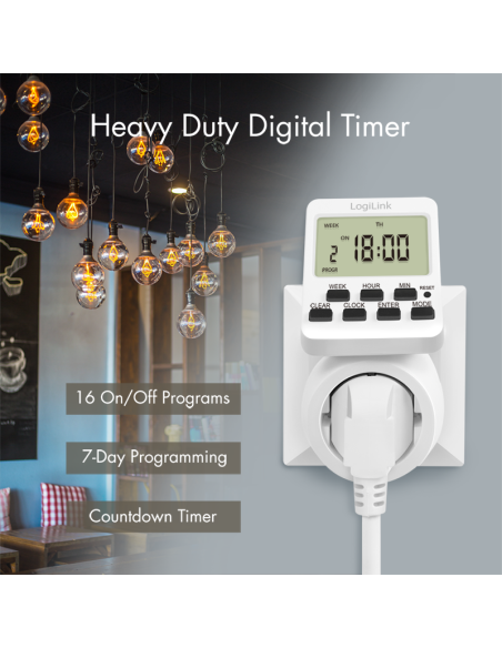 
ET0014 Programador electrico digital con pantalla giratoria. LOGILINK