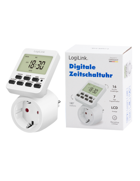 
ET0014 Programador electrico digital con pantalla giratoria. LOGILINK
