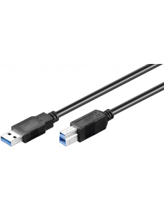 Cable USB  3m USB 3.0 A-M B-M Negro Doble Malla
