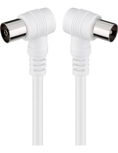 
11521 Cable de Antena de  2,5m Coaxial Macho 90°  a Coaxial Hembra 90° <70 dB Blanco Bulk Goobay