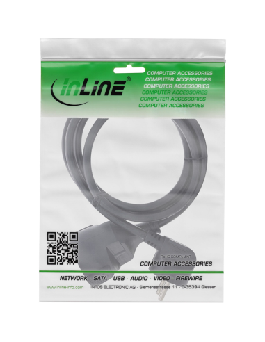 
16410Y INLINE - Prolongador cable eléctrico schuko M a H de 20 m Negro