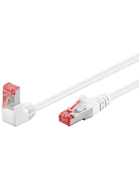 
51550 Latiguillo CAT 6, S/FTP,  1.00 m, Blanco, CU-LSZH 1 x Conector 90º