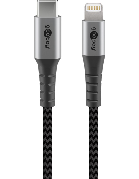 
49271 Goobay Lightning USB-C Textile Cable with Metal Plugs, 1 m, MFi-certified