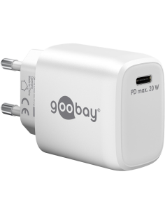 
65406 Cargador  20W USB 1 puert. USB-C Blanco GAN FC PD Goobay