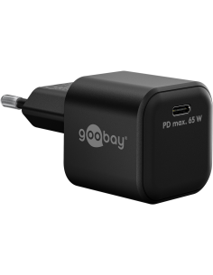 
65369 GOOBAY - Cargador  65W USB 1 puert. USB-C Negro GAN PD Salida Lateral Tamaño Nano Goobay