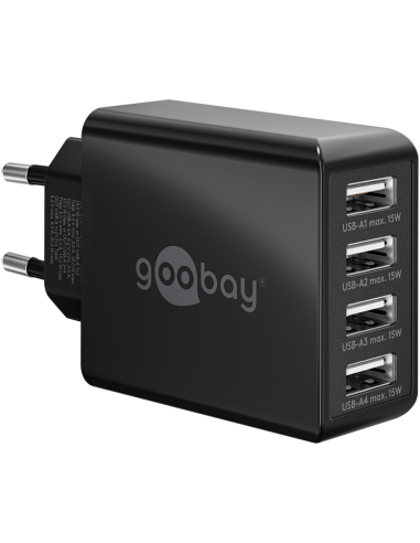 44953 Cargador 30W USB  4 puert.  30W 4xUSB-A negro