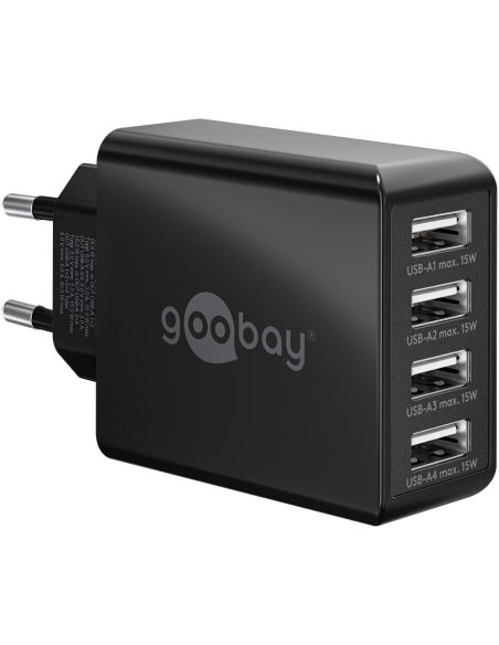 44953 Cargador 30W USB  4 puert.  30W 4xUSB-A negro