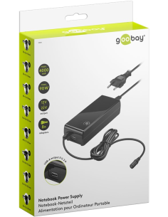 
55001 Cargador Universal Portatil 90W 8 puntas  Goobay 1x USB-A socket, 12 V - 22 V up to max. 4 A
