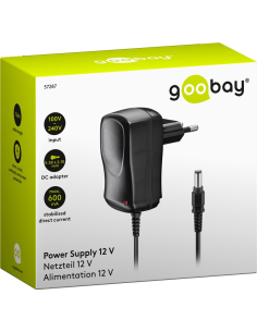 
57287 GOOBAY - Fuente de Alimentacion 12V  7,2W 0,6A Conector 5.5mmx2.1mm