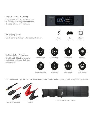 PPS1800 Estacion de Carga portatil 1800W LiFePO4 battery Tuya compatible Logilnk