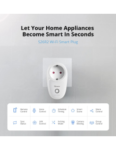 
6920075776447 SONOFF S26R2TPF Mini Enchufe Inteligente Wi-Fi. Sonoff S26 R2, enchufe inteligente con WiFi
Enchufe Inteligent 2
