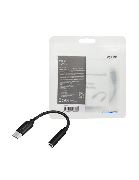 
UA0398  Cable de Audio - USB-C Macho a 3,5 mm Hembra  Negro
