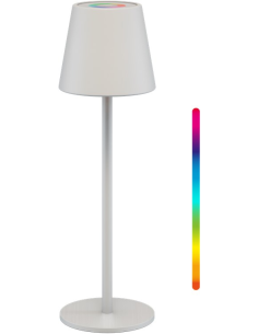 
Goobay 73928 Lámpara de mesa LED inalámbrica RGBW, blanca 
con control táctil, 150 lm, numerosos colores de luz RGB y blanco 