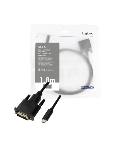 
UA0331 - LOGILINK Cable USB tipo C, C/Macho a DVI-D/Macho, 1080p, negro, 1,8 m Logilink