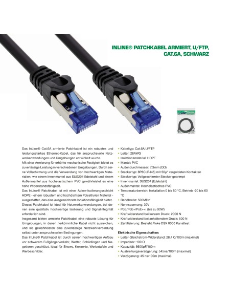 
75503S  LOGILINK - Latiguillo CAT 6A, U/FTP,  3,00 metros , Negro, Armado InLine 