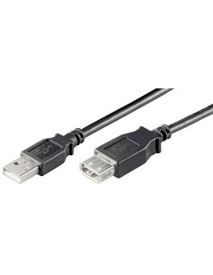 Cable USB  0,6m USB 2.0 A-M A-H Negro Doble Malla