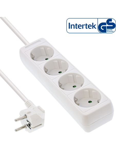 
16441F Regleta de  4 tomas sin interruptor Blanca 1.5m 16A 3500W InLine